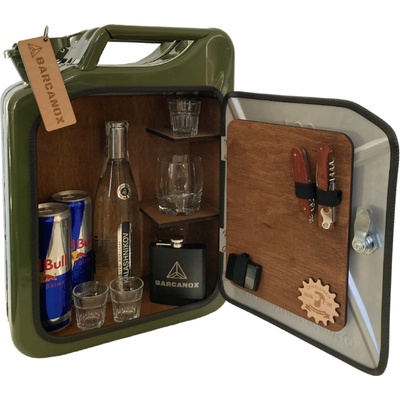 Barcanox Kanister bar khaki s LED – hnedé drevo