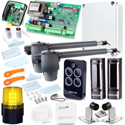 Súprava Genius G-Bat 400 pre dvojkrídlové brány s dĺžkou 8 m (lampa + pätka + nárazníky + modul Wi-Fi)