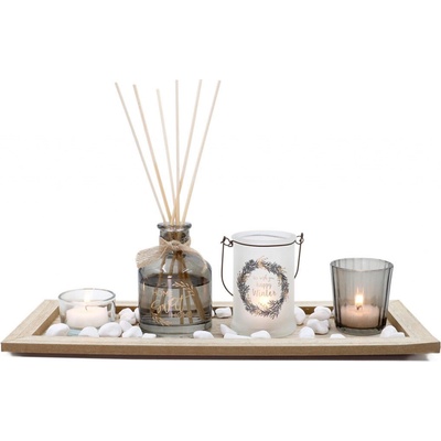 OEM Svícen diffuser 36 x 14 x 1 cm 5 dílů + dekorace dřevo sklo 386758 – Hledejceny.cz