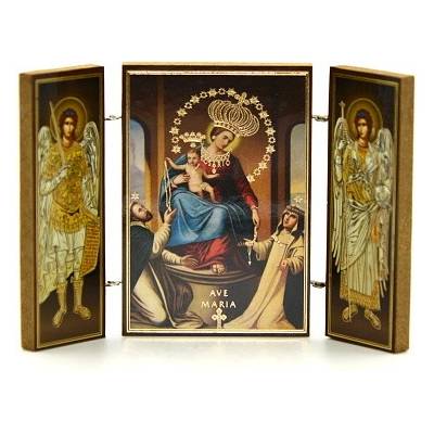 Triptych: Panna Mária Pompejská, drevený - N17