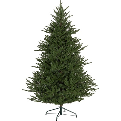 HOMCOM Umělý vánoční stromek 180 cm, skládací kovový stojan pro slavnostní vánoční výzdobu v zelené barvě
