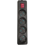 EUROLAMP Разклонител EUROLAMP SA - 10204, 4 гнезда, 1.5m, черен (147-62262)