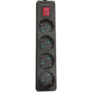 EUROLAMP Разклонител EUROLAMP SA - 10204, 4 гнезда, 1.5m, черен (147-62262)