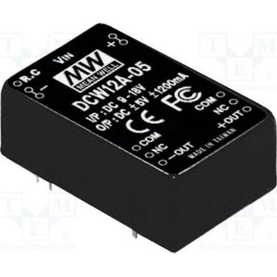 MEAN WELL DCW12C-12 Měnič: DC/DC; 12W; Uvst: 36÷72VDC; Uvýst: 12VDC; Uvýst2: -12VDC; THT