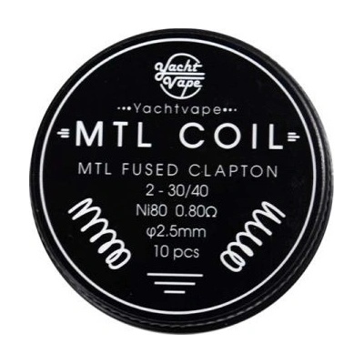 Yachtvape předmotané spirálky MTL Fused Clapton NI80 0,8 ohm 10 ks