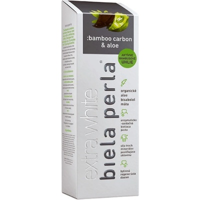 Biela perla Černá bělící s aktivním bambusovým uhlím a aloe Bamboo carbon & aloe 75 ml