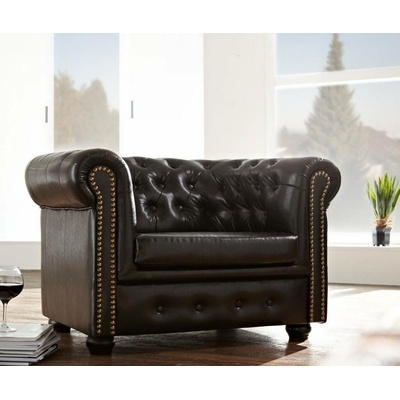 Askont Chesterfield Bis tmavě hnědá s puncy