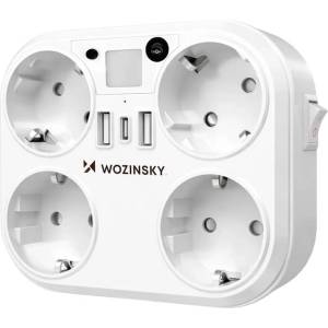 Wozinsky Разклонител с 4xAC контакта и 1хUSB-C и 2хUSB-A изхода за мобилни устройства - Wozinsky WRS-2B Power Strip (бял) (WRS-2B)