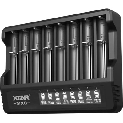 USB-C nabíjačka XTAR MX8 (Li-ion 3,6/3,7V a 1,5V, NiMH 1,2V)