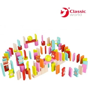 Classic World Цветно дървено домино с мечета 109 части - Classic World