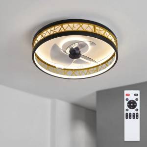 Brilagi - LED димируем таванен вентилатор LED/34W/230V 50 cm черно/златно + дистанционно управление (BG4015)