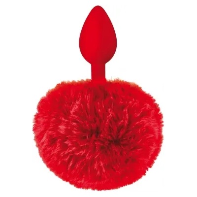 Sweet Caress Анален разширител от силикон с пухкава опашка Sweet Caress червен