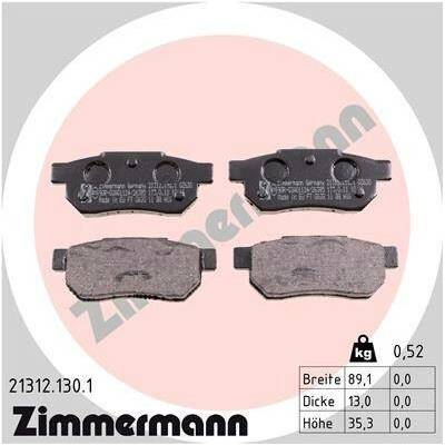Sada brzdových destiček, vždy 4 kusy v sadě ZIMMERMANN 21312.130.1 (213121301)