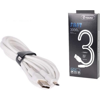 Royal Кабел Royal YOURZ 0468, от USB Type A(м) към micro USB B(м) 3m, бял (21015044)