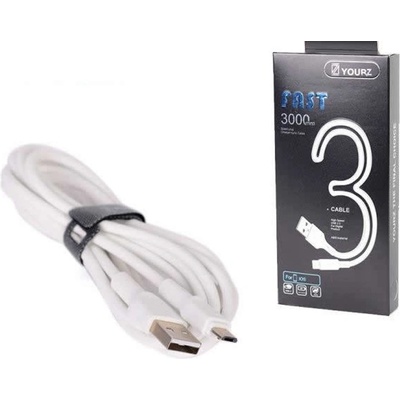 Royal Кабел Royal YOURZ 0468, от USB Type A(м) към micro USB B(м) 3m, бял (21015044)