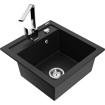Mexen Vito гранитна мивка с 1 отделение с кухненски смесител Rita, черен - 6503-77-670300-00 (6503-77-670300-00)