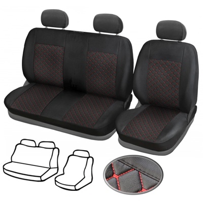 Тапицерия за бус, черна с червен шев Premium SS 2+1