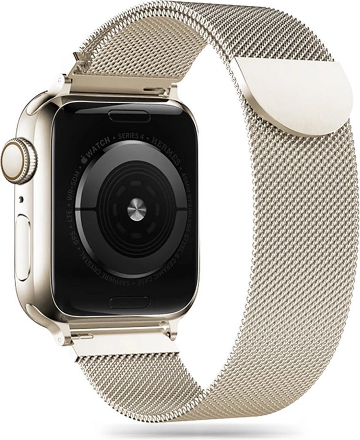 Tech-Protect Стоманена верижка за смарт часовник Apple Watch 4/5/6/7/8/9/SE (38/40/41 mm) от Tech-Protect MilaneseBand - Starlight (9319456607260)