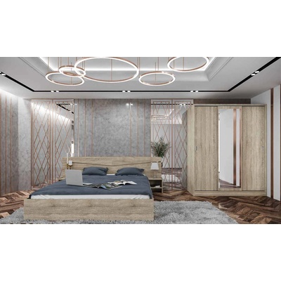 Bogdan Furniture I Спален комплект модел 7074 за матрак 160/200, Сонома тъмна