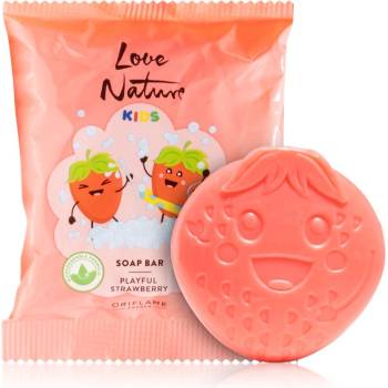 Oriflame Love Nature Kids Playful Strawberry почистващ твърд сапун за детска кожа 75 гр