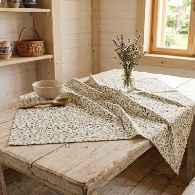 EVENIT Ľanový obrus s kvetinovým vzorom s modrým kvietkom modrá Polyester 100x140 cm