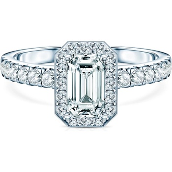 SAVICKI Годежен пръстен This is Love: бяло злато, лабораторен диамант с шлифовка "смарагд