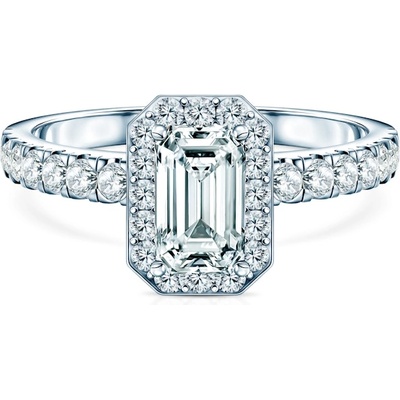 SAVICKI Годежен пръстен This is Love: бяло злато, лабораторен диамант с шлифовка "смарагд