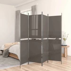 vidaXL Параван за стая, 5 панела, антрацит, 250x200 cм, текстил (350236)