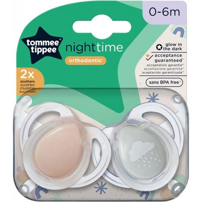 Tommee Tippee šidítko symetrický silikon Night 2 ks růžová/modrá