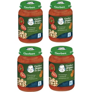 Nestle Био ястие Nestle Gerber Organic - Пуешко с моркови и домати, 4 х 190 g (4х 12460151) - baby