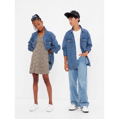 GAP Teen džínsová oversize košeľa modrá