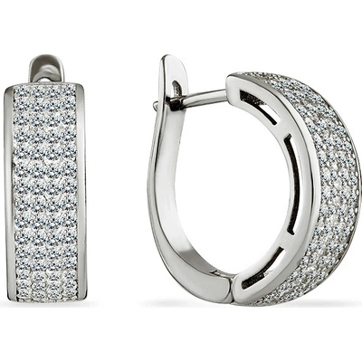 SilveAmo stříbrné náušnice s bílým zirkonem Čtyři čáry CK2F373