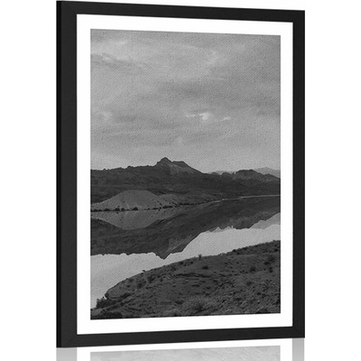 Plakát s paspartou černobílá země - 40x60 no frame