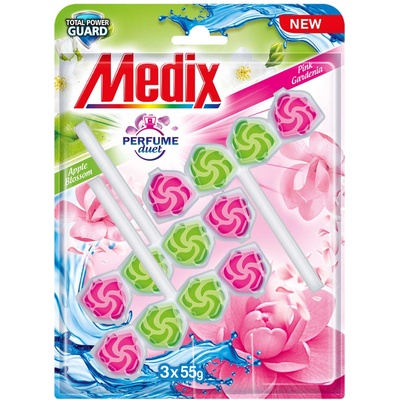 Medix Ароматизатор за тоалетна Medix Perfume Duet Apple & Pink, 55 g, 3 броя (Perfume Duet Apple & Pink)