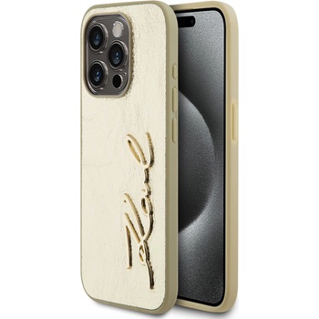 KARL LAGERFELD Набръчкан заден капак с логото на PU Signature за iPhone 15 Pro Max Gold Karl Lagerfeld Karl Lagerfeld | Zlaten | ЖЕНИ | UNI