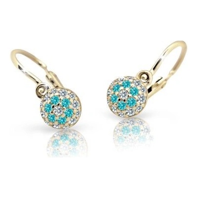 Danfil dětské náušnice C2150 ze žlutého zlata s kamínky Mint Green zapínání brizura