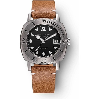 Nivada Grenchen Depthmaster Pacman White - Brown Leather