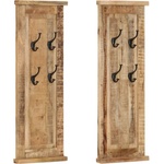 vidaXL Закачалки за дрехи, 2 бр, мангово дърво масив, 38x100 см (337853)