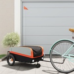 vidaXL Ремарке за велосипед, черно и оранжево, 30 кг, желязо (94054)