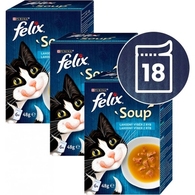 FELIX Soup Lahodný výber s treskou, s tuniakom, s platesou 18 x 48 g