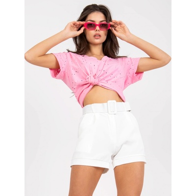 Elegantní šortky S OPASKEM -DHJ-SN-15776.01P-WHITE BÍLÉ