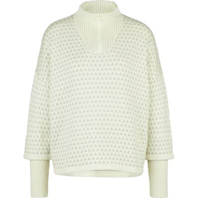 Stoic Дамски вълнен пуловер Stoic Women's Heavy MerinoKnit MMXX. Norbotten Half Zip Merino jumper - Birch White / Fog Grey - размер XL (904-4791-0115)