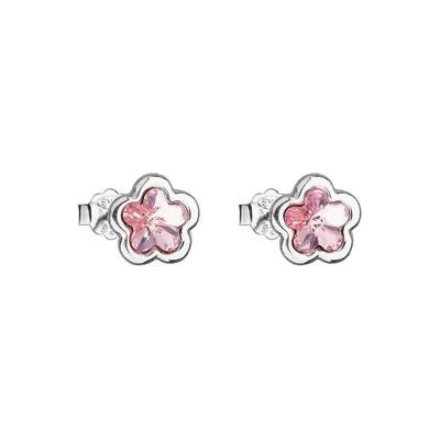Evolution Group Cz Stříbrné náušnice kytičky Crystals from Swarovski Light Rose 31255.3