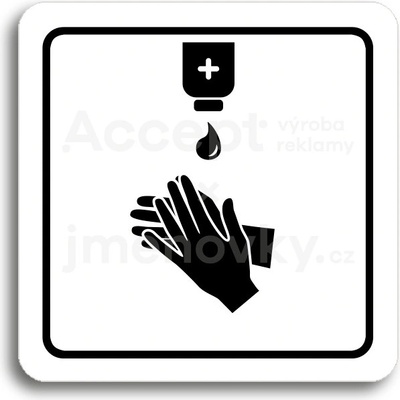ACCEPT Piktogram dezinfekce VIII - bílá tabulka - černý tisk