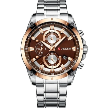 Curren Мъжки часовник Curren Velary, Неръждаема стомана, Хронограф, Сребрист / Розово Злато (CURREN-8360-SILVER-ROSEGOLD)