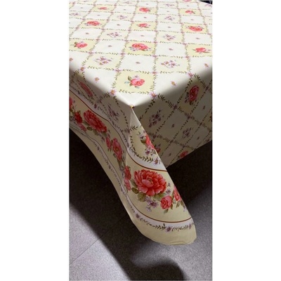 Obrus PVC 3581131, metráž, 20 m x 140 cm, ruže, pivonky a margarétky s lemom, IMPOL TRADE