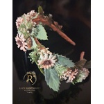 Radi handmade Диадема с розови маргаритки и зелени листа (1020)