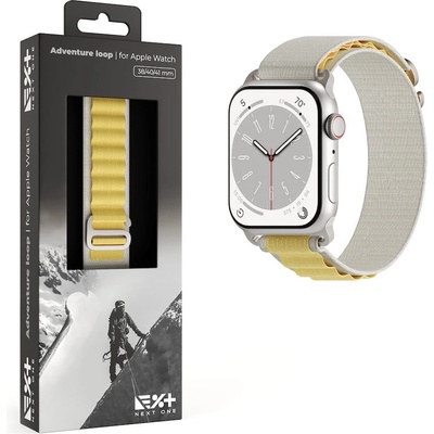 Next One Текстилна каишка за Apple Watch 38мм, 40мм, 41мм, 42мм (2024) - Next One Adventure Loop (бял-жълт) (AW-41-ADV-WHYEL)