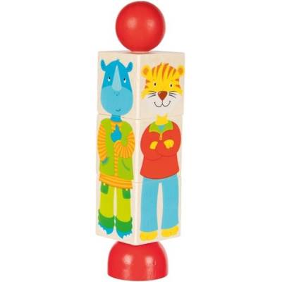 Goki Дървена играчка Goki - Въртящ се пъзел, Животни (57427)