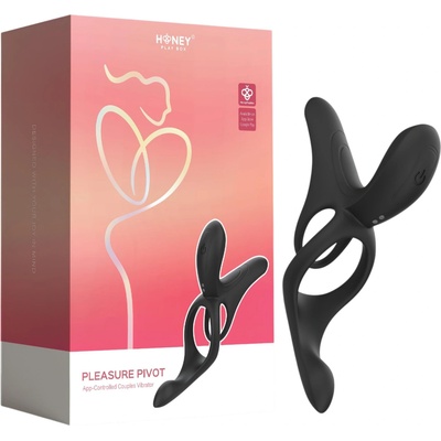 Honey Play Box Pleasure Pivot - вибриращ пенис и пръстен за тестиси с управление чрез приложение за мъже (черен)
